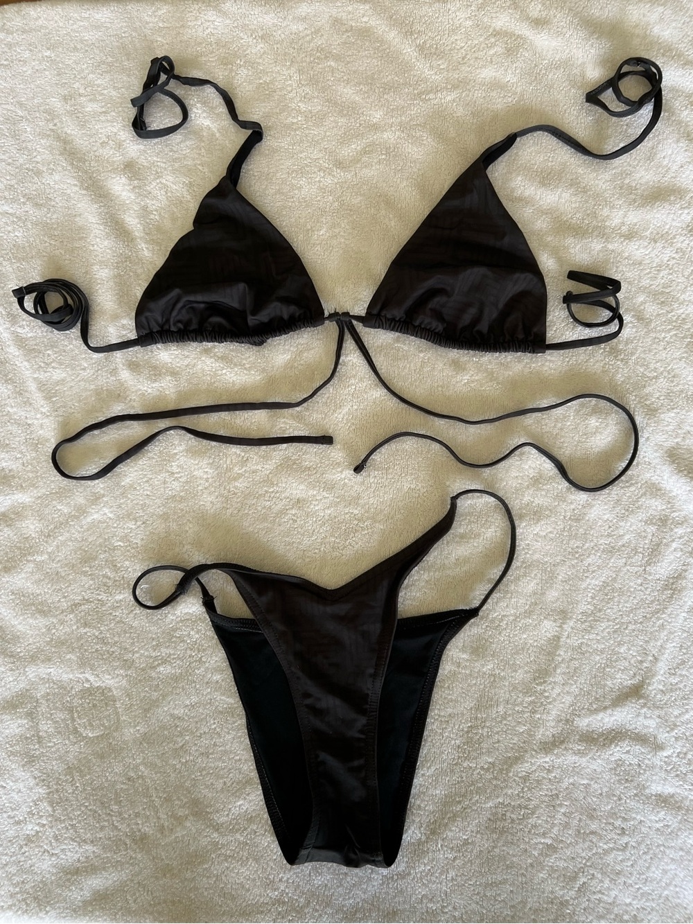 Topshop Black String Triangle Bikini Set